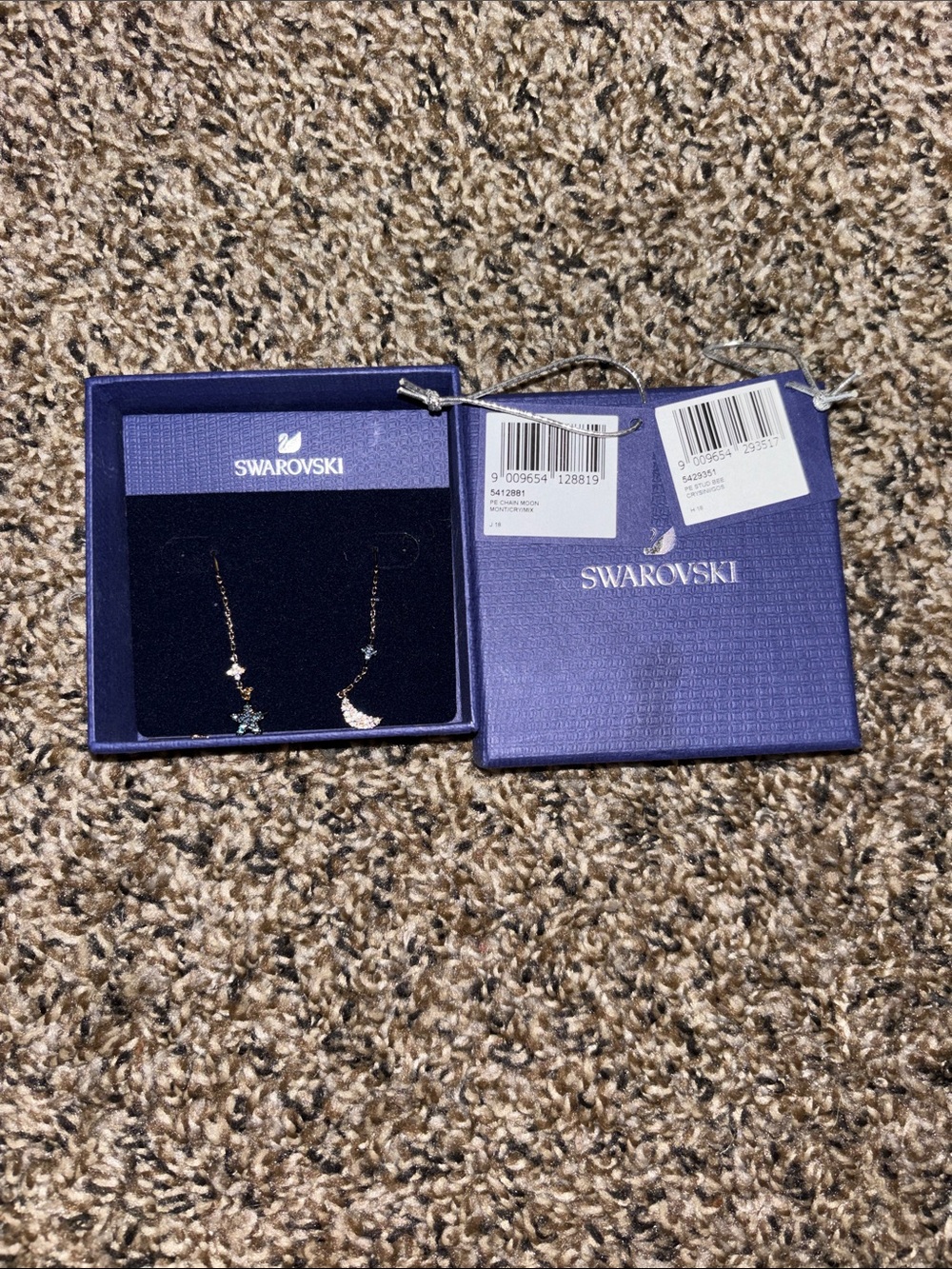 Swarovski Gold-Tone Moon & Star Drop Earrings with Blue Crystals